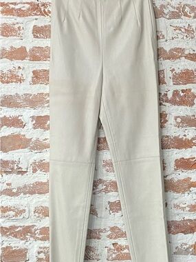 ZARA SKINNY Cream Faux Leather High-Waist Pull On Pants